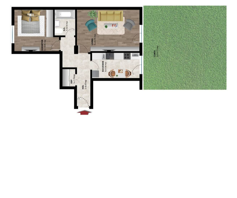 Apartament 2 Camere Model 6 - Parter 