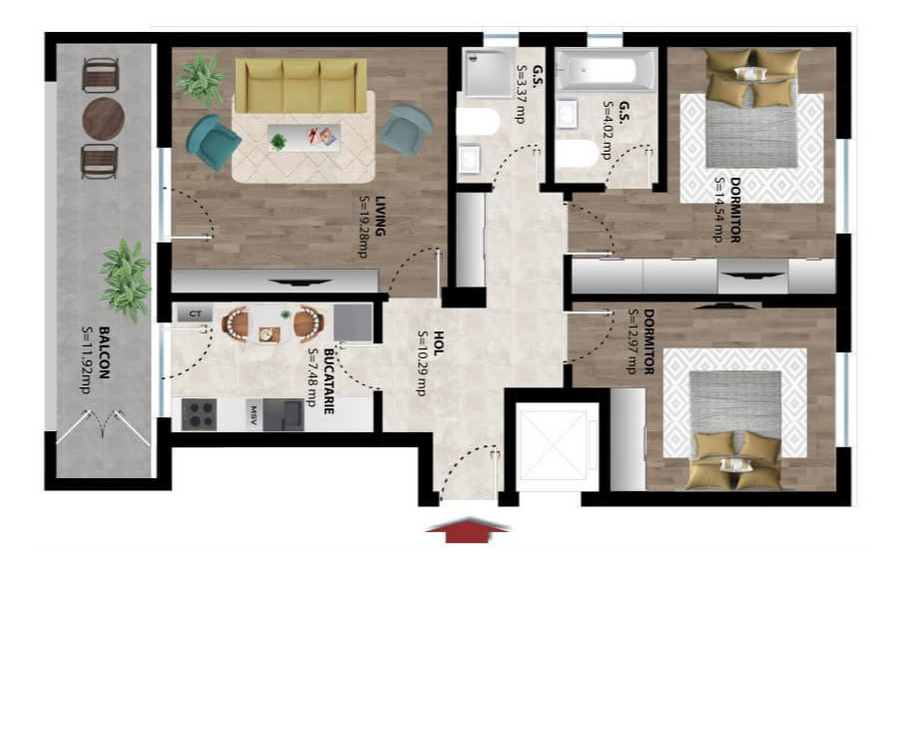 Apartament 3 Camere Model 4 - etaj 1-4